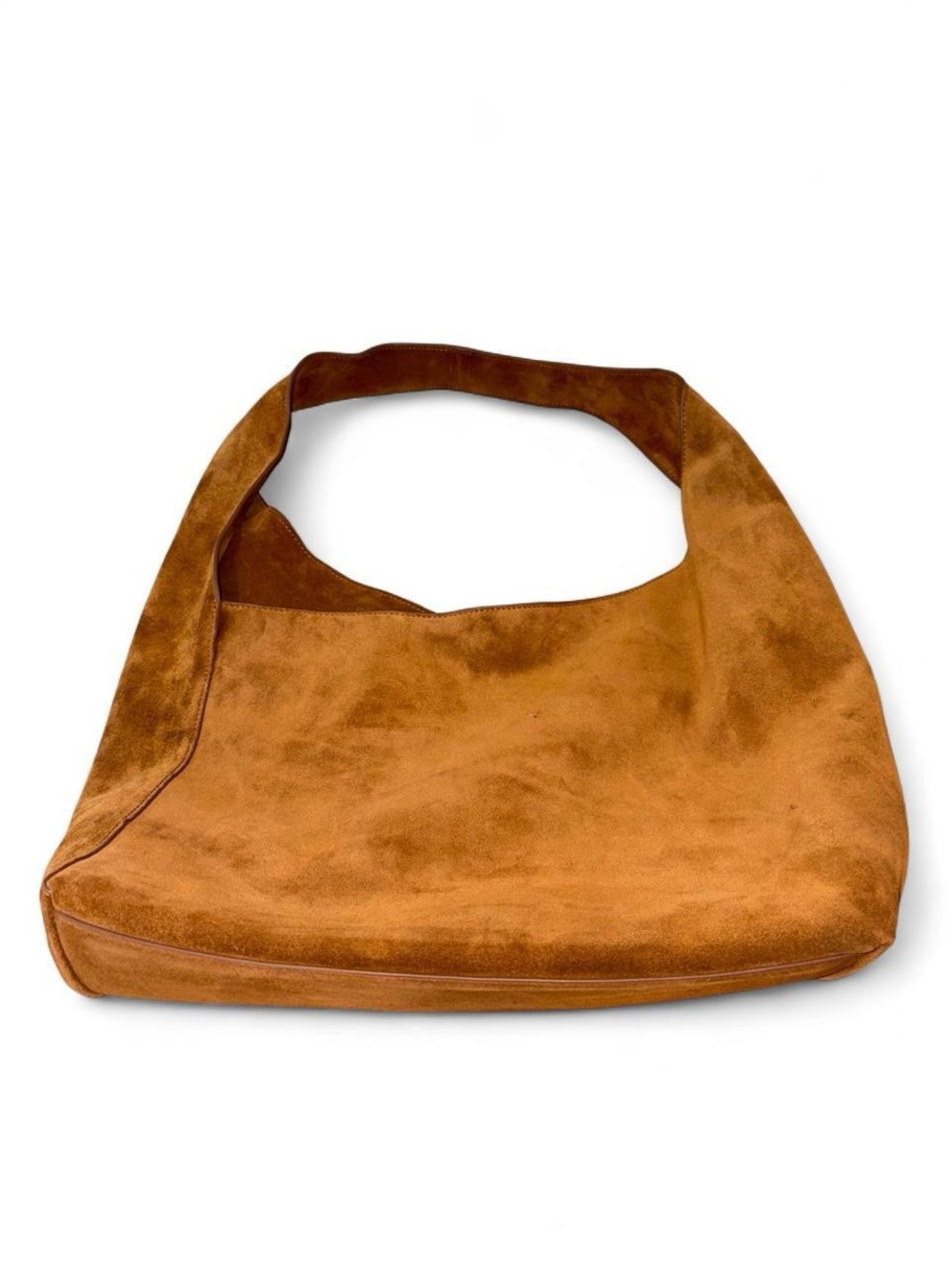 Quince Esme Suede Asymmetrical Shoulder Bag in Whiskey Brown - Picture 2 of 5